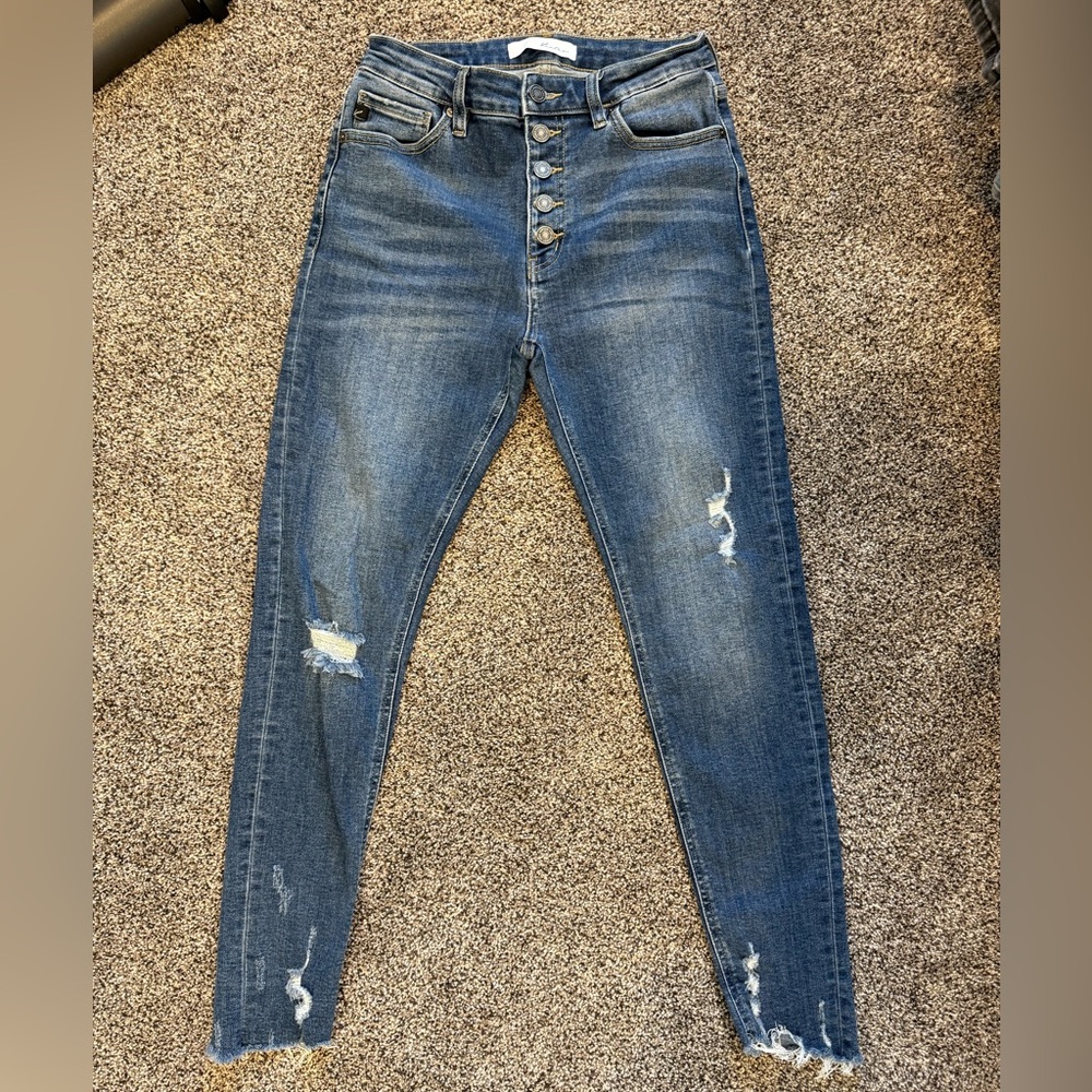KanCan Women's Skinny Jeans in Distressed Blue